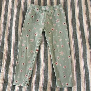 Hanna Andersson Leggings | Light Teal Blue With White and Red Flowers | 3T 🩵